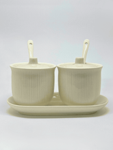 Elegant White Ceramic Sugar and Milk Pot Set with Tray